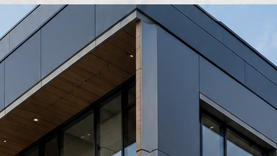 Modern ACM cladding detail on a building corner