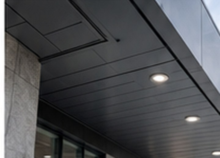 Soffit system with recessed lights in Richmond Hill