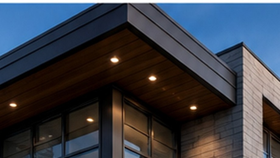 Modern soffit with warm recessed lighting